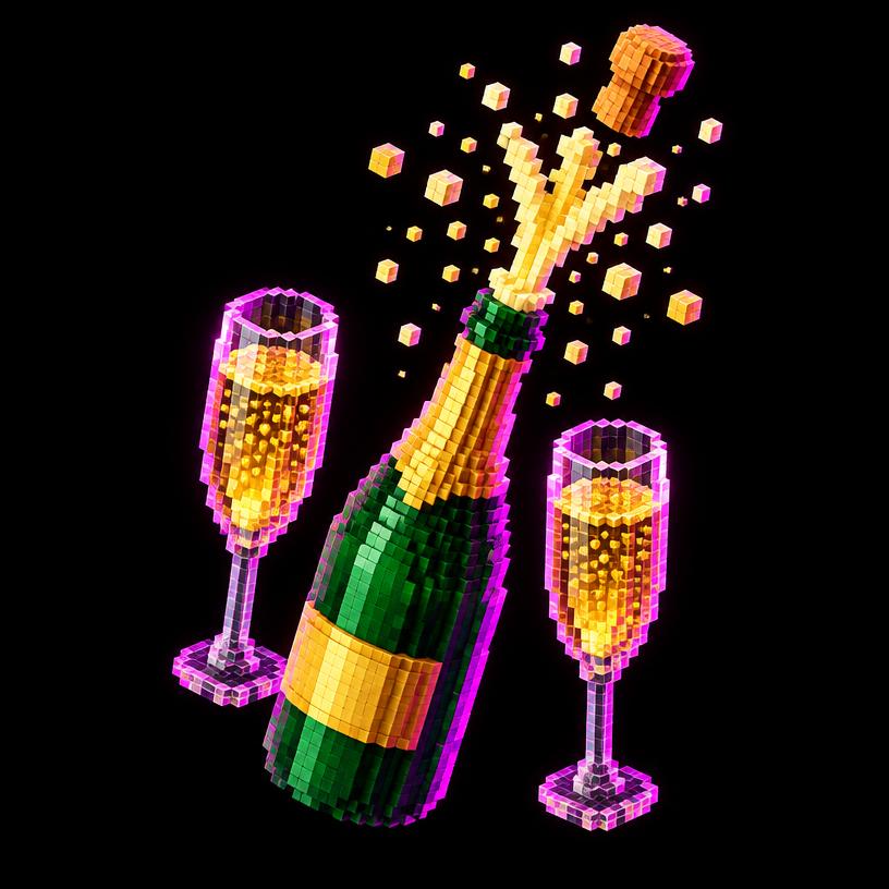 Illustration pixel art : Champagne classique