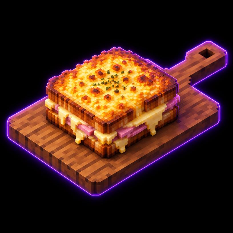 Illustration pixel art : Croque-monsieur