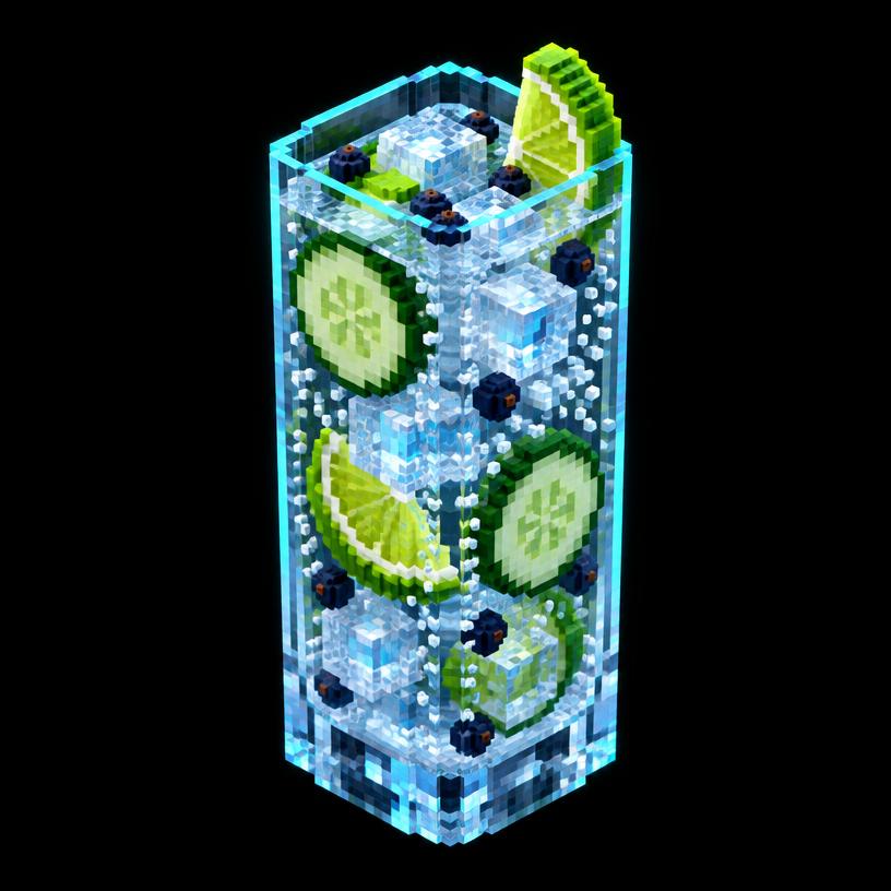 Illustration pixel art : Gin Tonic