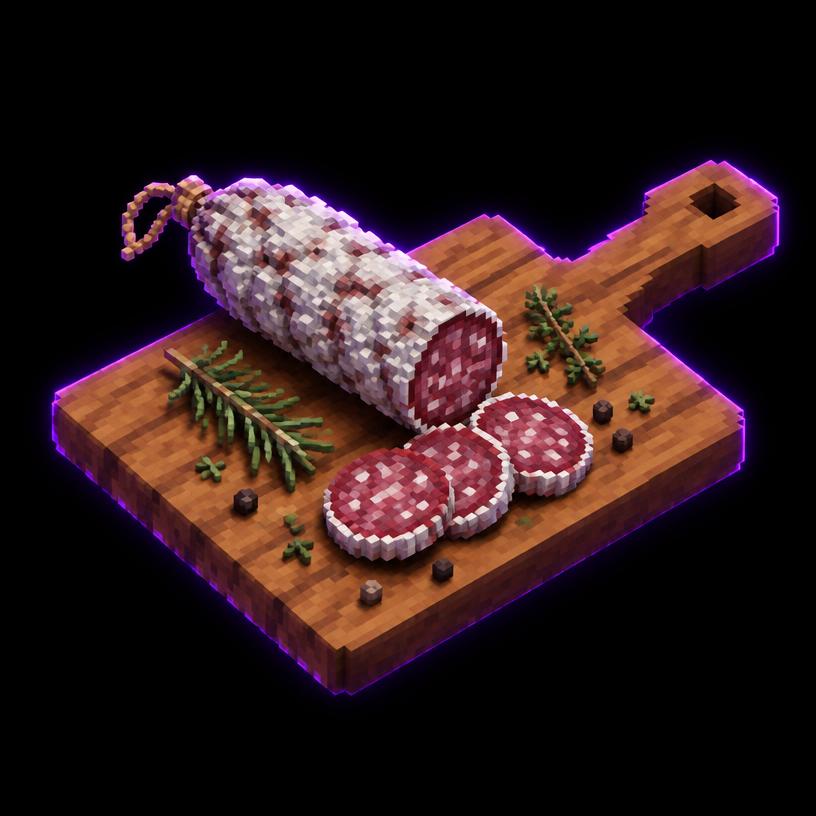 Illustration pixel art : Saucisson