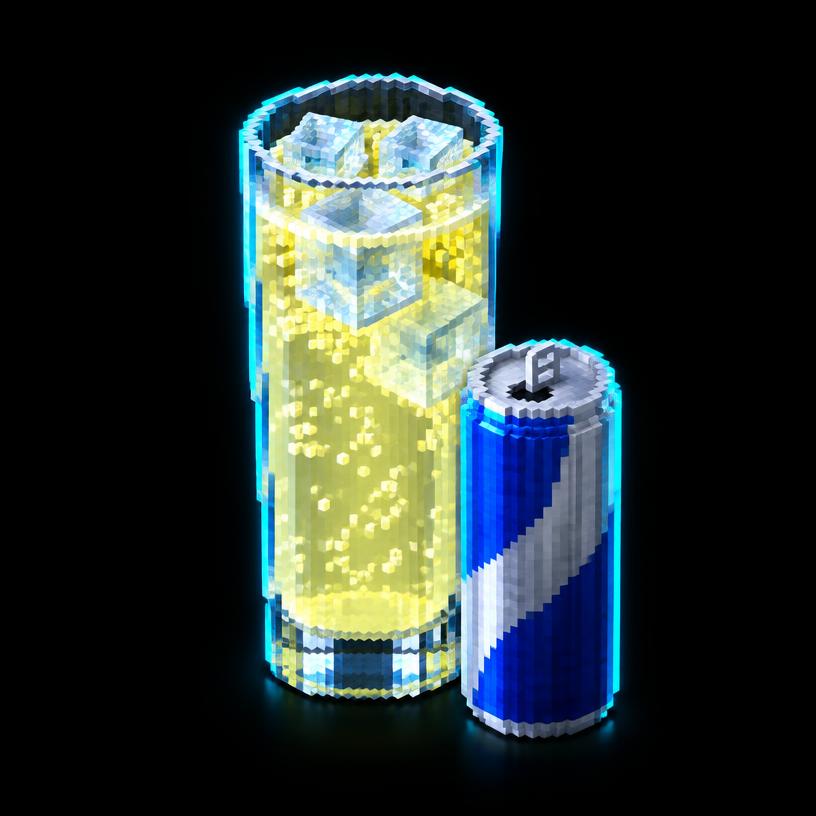 Illustration pixel art : Vodka Red Bull